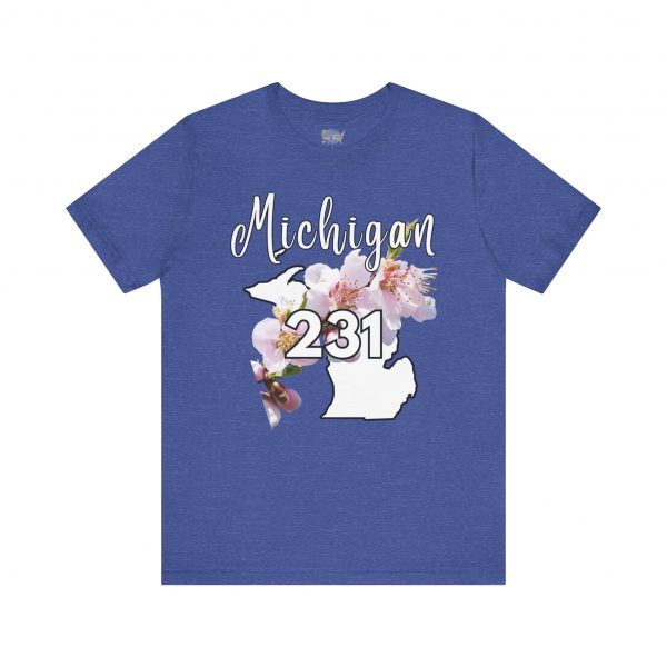 Michigan State Flower The Apple Blossom 231 Area Code by State of Mine. Unisex Jersey Short Sleeve Tee - Cozy Everyday Wear, Casual Style, Summer Essentials, Gift for Friends, Graphic Tee - Image 2