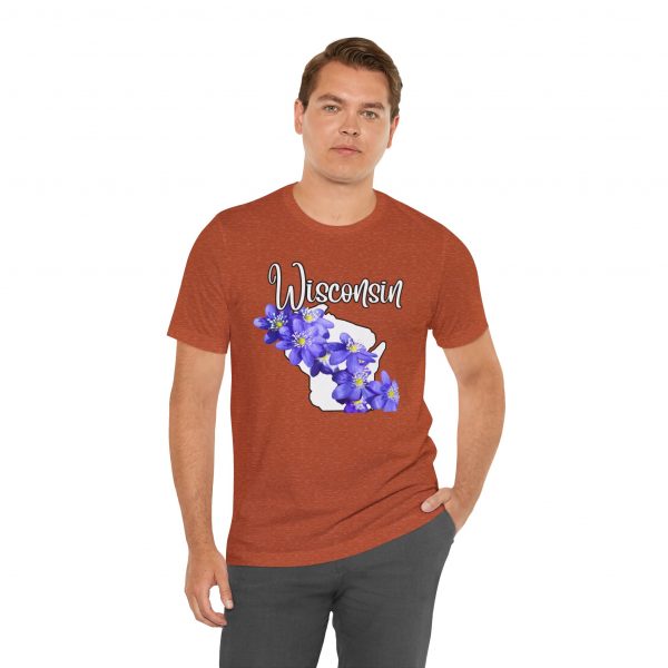 Wisconsin Floral Tee, Unisex Jersey Short Sleeve Shirt, Perfect for Gifts, Travel, and Casual Wear, Ideal for Summer, Birthdays, and [...] - Image 8