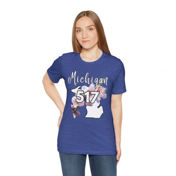 Michigan State Flower The Apple Blossom 517 Area Code by State of Mine. Unisex Jersey Short Sleeve Tee - Cozy Everyday Wear, Casual Style, Summer Essentials, Gift for Friends, Graphic Tee - Image 6