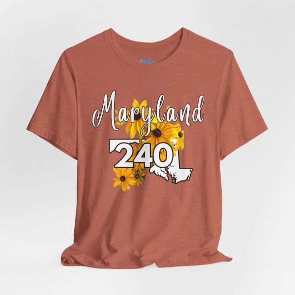 Maryland State Flower The Black-eyed Susan 240 Area Code by State of Mine Short Sleeve Tee, Casual Tee, Maryland Gift, Summer Shirt, State Pride Top, Floral Graphic Tee, Unisex T-Shirt - Image 5