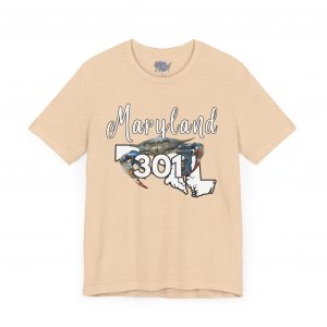 Maryland Crabs 301 Area Code by State of Mine Short Sleeve Tee, Unisex Summer Shirt, State Pride Tee, Beach T-Shirt, Gift for Marylanders