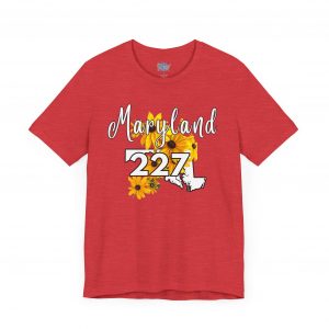 Maryland State Flower The Black-eyed Susan 227 Area Code by State of Mine Short Sleeve Tee, Casual Tee, Maryland Gift, Summer Shirt, State Pride Top, Floral Graphic Tee, Unisex T-Shirt