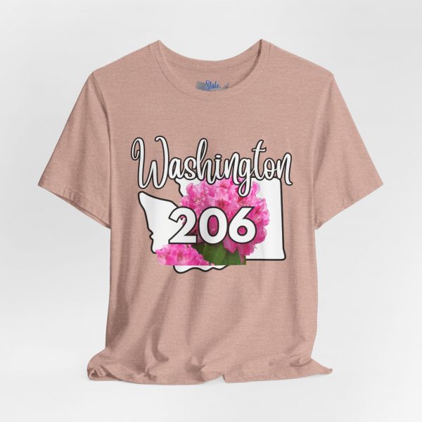 Washington State Flower the Pacific Rhododendron 206 Area Code by State of Mine Tee, Unisex Jersey Short Sleeve Shirt, Perfect for Gifts, Travel, and Casual Wear, Ideal for Summer, Birthdays, and [...] - Image 7
