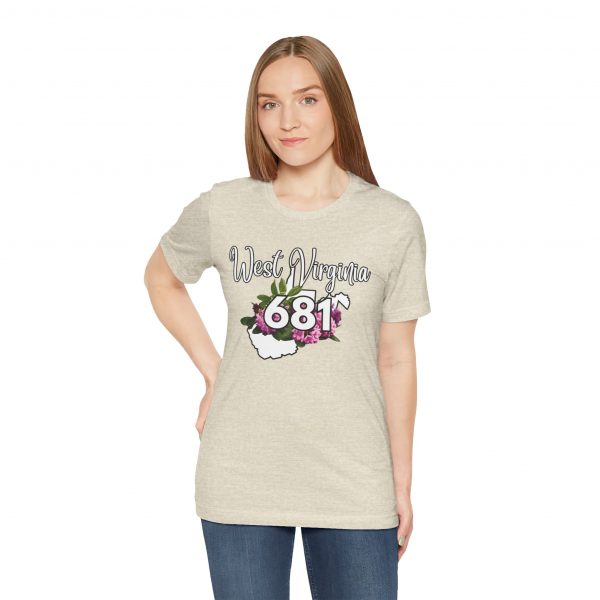 West Virginia State Flower the Rhododendron Area Code 681 by State of Mine Tee, Unisex Jersey Short Sleeve Shirt, Perfect for Gifts, Travel, and Casual Wear, Ideal for Summer, Birthdays, and [...] - Image 14