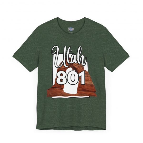 Utah 801 Area Code Arches by State of Mine. Unisex Jersey Tee, Outdoor Adventure Shirt, Travel Gift, Casual Wear, Summer Tee, Unique Design - Image 35