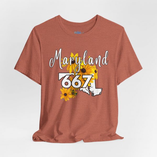 Maryland State Flower The Black-eyed Susan 667 Area Code by State of Mine Short Sleeve Tee, Casual Tee, Maryland Gift, Summer Shirt, State Pride Top, Floral Graphic Tee, Unisex T-Shirt - Image 14