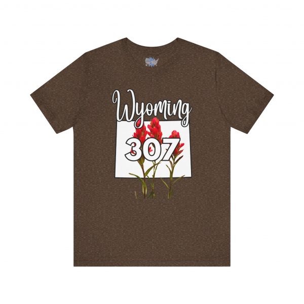 Wyoming State Flower The Indian Paintbrush Area Code 307 by State of Mine Tee - Unisex Jersey Short Sleeve T-Shirt, Nature Lover Gift, Travel Souvenir, Spring Style, Casual Wear