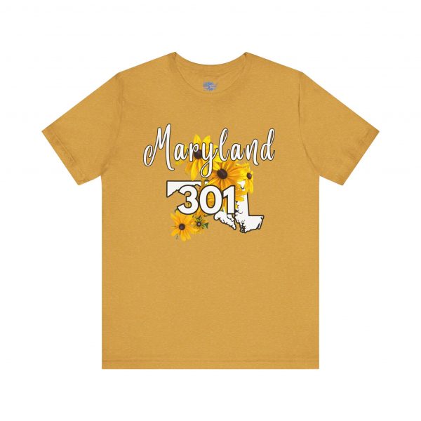 Maryland State Flower 301 Area Code by State of Mine Short Sleeve Tee, Casual Tee, Maryland Gift, Summer Shirt, State Pride Top, Floral Graphic Tee, Unisex T-Shirt - Image 9