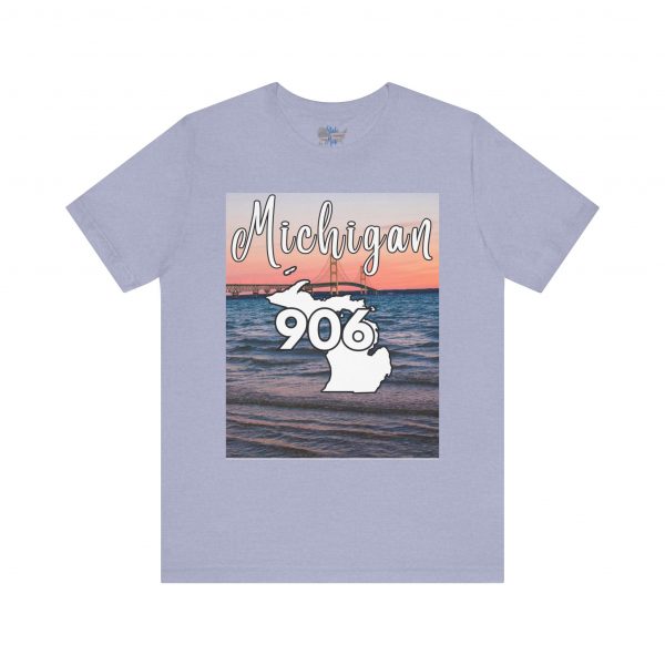 Michigan 906 Area Code by State of Mine Short Sleeve Tee - Mackinac Bridge, Unisex Jersey T-Shirt, Perfect Gift for Beach Lovers, Summer Style, Michigan Souvenir - Image 22