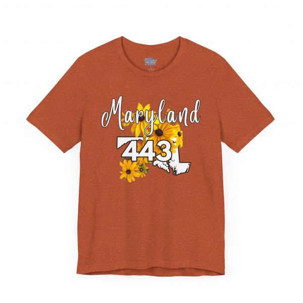 Maryland State Flower The Black-eyed Susan 443 Area Code by State of Mine Short Sleeve Tee, Casual Tee, Maryland Gift, Summer Shirt, State Pride Top, Floral Graphic Tee, Unisex T-Shirt - Image 19