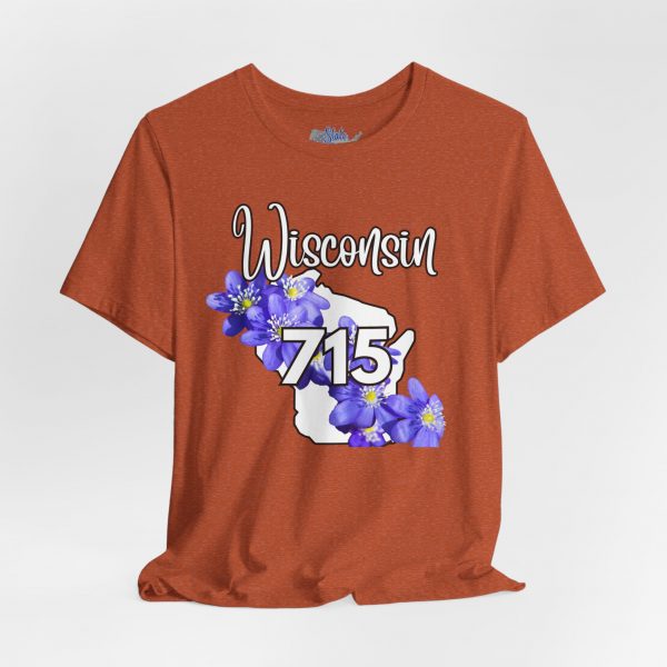 Wisconsin State Flower the Blue Violet by State of Mine Area Code 715 Tee, Unisex Jersey Short Sleeve Shirt, Perfect for Gifts, Travel, and Casual Wear, Ideal for Summer, Birthdays, and [...] - Image 7