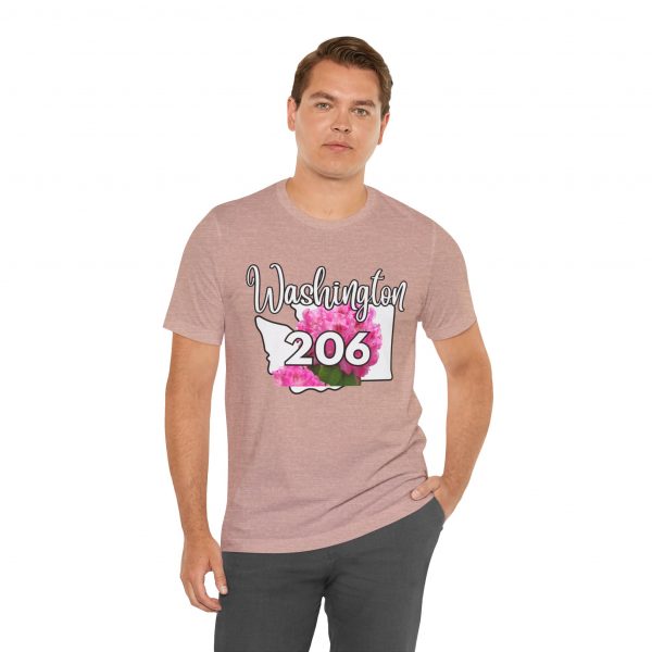Washington State Flower the Pacific Rhododendron 206 Area Code by State of Mine Tee, Unisex Jersey Short Sleeve Shirt, Perfect for Gifts, Travel, and Casual Wear, Ideal for Summer, Birthdays, and [...] - Image 8