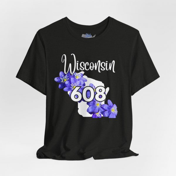 Wisconsin State Flower the Blue Violet by State of Mine 608 Area Code Tee, Unisex Jersey Short Sleeve Shirt, Perfect for Gifts, Travel, and Casual Wear, Ideal for Summer, Birthdays, and [...] - Image 9