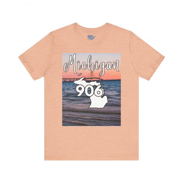 Michigan 906 Area Code by State of Mine Short Sleeve Tee - Mackinac Bridge, Unisex Jersey T-Shirt, Perfect Gift for Beach Lovers, Summer Style, Michigan Souvenir - Image 14