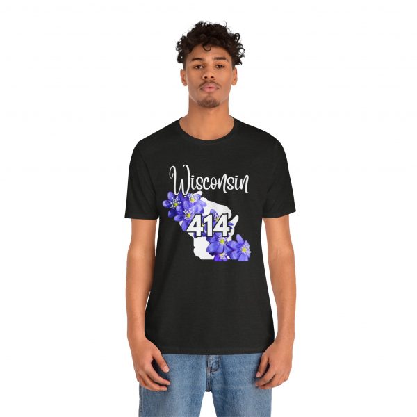 Wisconsin State Flower the Blue Violet by State of Mine Area Code 414 Tee, Unisex Jersey Short Sleeve Shirt, Perfect for Gifts, Travel, and Casual Wear, Ideal for Summer, Birthdays, and [...] - Image 10