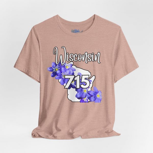 Wisconsin State Flower the Blue Violet by State of Mine Area Code 715 Tee, Unisex Jersey Short Sleeve Shirt, Perfect for Gifts, Travel, and Casual Wear, Ideal for Summer, Birthdays, and [...] - Image 3