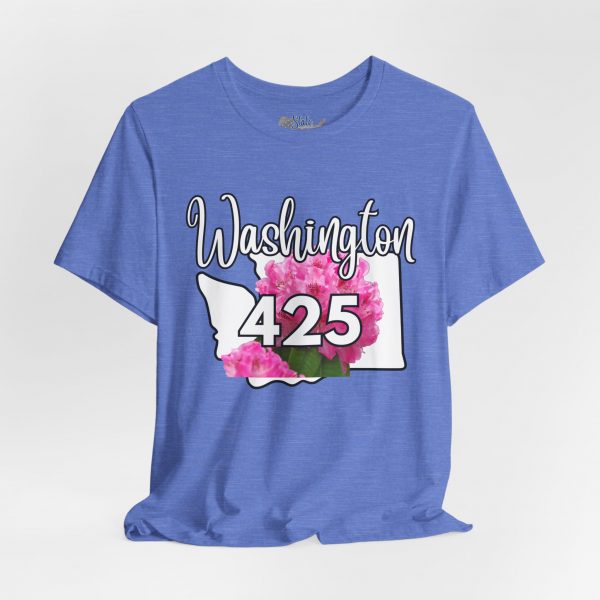Washington State Flower the Pacific Rhododendron 425 Area Code by State of Mine Tee, Unisex Jersey Short Sleeve Shirt, Perfect for Gifts, Travel, and Casual Wear, Ideal for Summer, Birthdays, and [...] - Image 5