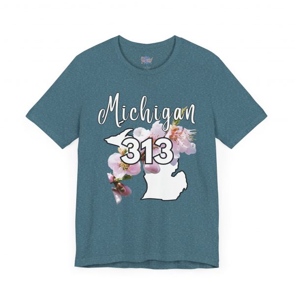 Michigan State Flower The Apple Blossom 313 Area Code by State of Mine. Unisex Jersey Short Sleeve Tee - Cozy Everyday Wear, Casual Style, Summer Essentials, Gift for Friends, Graphic Tee - Image 46