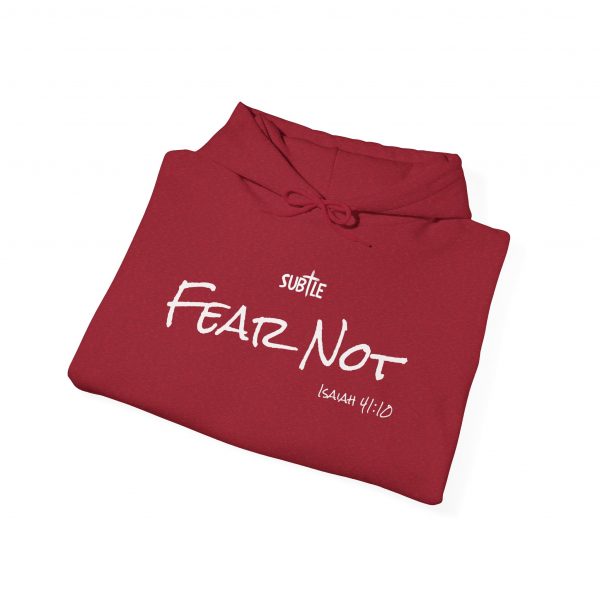 Fear Not by Subtle--Unisex Dark Colored Hoodie, Cozy Sweatshirt, Faith-Based Inspirational Apparel, Isaiah 41:10 - Image 8
