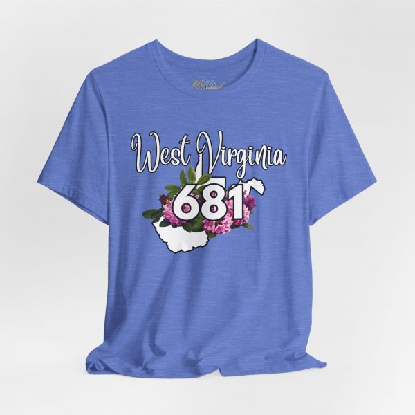 West Virginia State Flower the Rhododendron Area Code 681 by State of Mine Tee, Unisex Jersey Short Sleeve Shirt, Perfect for Gifts, Travel, and Casual Wear, Ideal for Summer, Birthdays, and [...] - Image 3