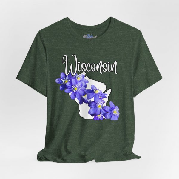 Wisconsin Floral Tee, Unisex Jersey Short Sleeve Shirt, Perfect for Gifts, Travel, and Casual Wear, Ideal for Summer, Birthdays, and [...] - Image 19