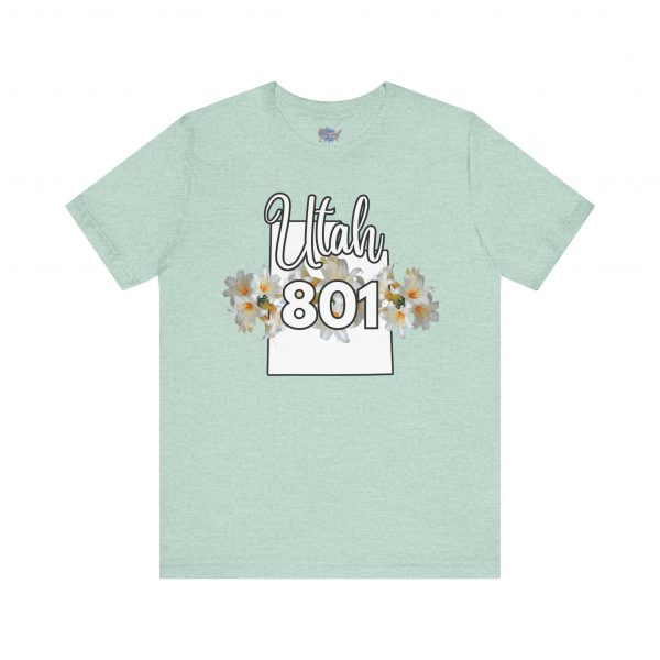 Utah State Flower Sego Lily 801 Area Code by State of Mine Floral Unisex Tee, Casual Shirt, Vintage Vibe, Gift for Utah Lovers, Summer Wear, Vacation Essential - Image 21