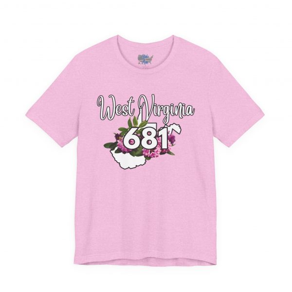 West Virginia State Flower the Rhododendron Area Code 681 by State of Mine Tee, Unisex Jersey Short Sleeve Shirt, Perfect for Gifts, Travel, and Casual Wear, Ideal for Summer, Birthdays, and [...] - Image 29