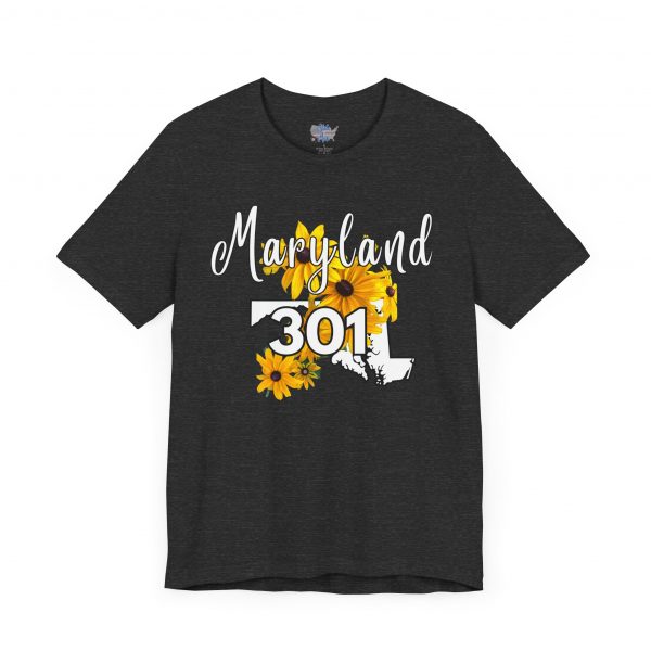 Maryland State Flower 301 Area Code by State of Mine Short Sleeve Tee, Casual Tee, Maryland Gift, Summer Shirt, State Pride Top, Floral Graphic Tee, Unisex T-Shirt - Image 35