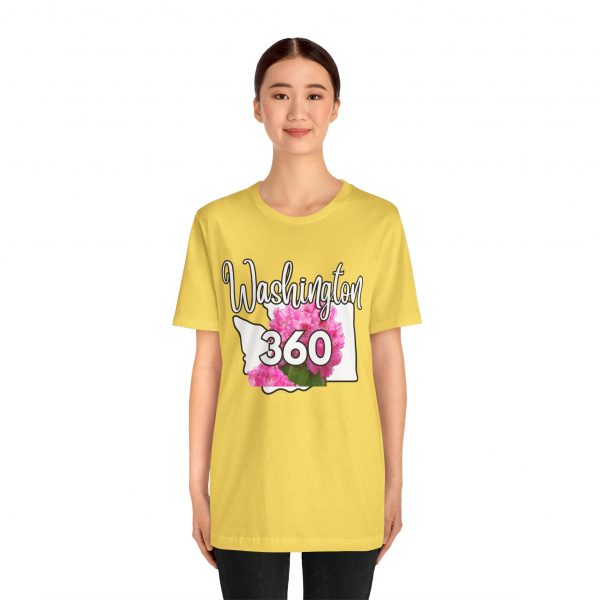 Washington State Flower the Pacific Rhododendron 360 Area Code by State of Mine Tee, Unisex Jersey Short Sleeve Shirt, Perfect for Gifts, Travel, and Casual Wear, Ideal for Summer, Birthdays, and [...] - Image 4