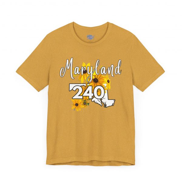 Maryland State Flower The Black-eyed Susan 240 Area Code by State of Mine Short Sleeve Tee, Casual Tee, Maryland Gift, Summer Shirt, State Pride Top, Floral Graphic Tee, Unisex T-Shirt - Image 15