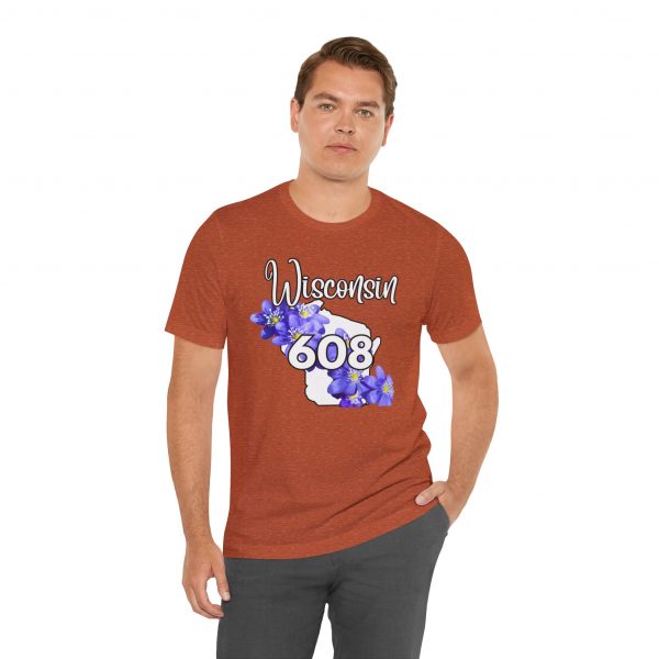 Wisconsin State Flower the Blue Violet by State of Mine 608 Area Code Tee, Unisex Jersey Short Sleeve Shirt, Perfect for Gifts, Travel, and Casual Wear, Ideal for Summer, Birthdays, and [...] - Image 8