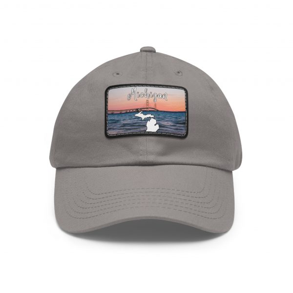 Michigan Sunset Dad Hat with Leather Patch, Beach Vibes Cap, Gift for Dad, Outdoor Hat, Casual Style Headwear - Image 5