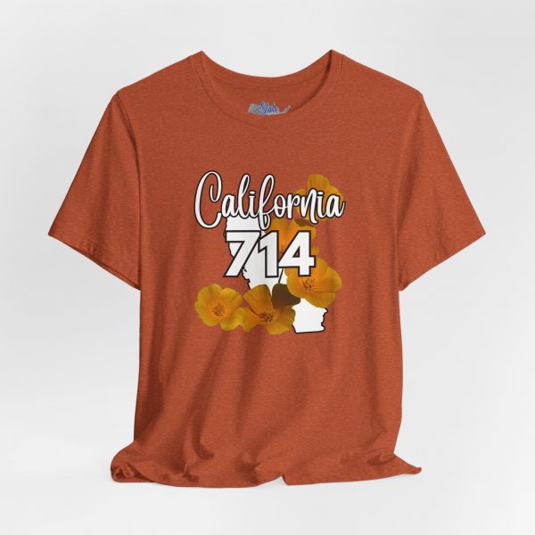 California State Flower the California Poppy 714 Area Code by State of Mine Tee, Unisex Jersey Short Sleeve Shirt, Perfect for Gifts, Travel, and Casual Wear, Ideal for Summer, Birthdays, and [...] - Image 7