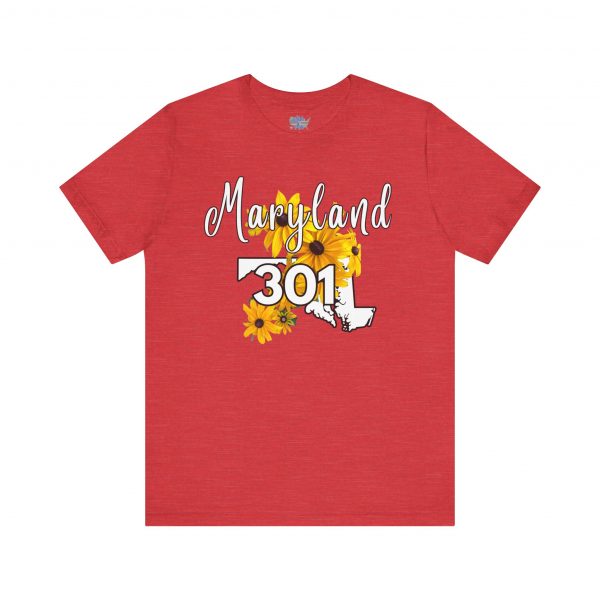 Maryland State Flower 301 Area Code by State of Mine Short Sleeve Tee, Casual Tee, Maryland Gift, Summer Shirt, State Pride Top, Floral Graphic Tee, Unisex T-Shirt - Image 37