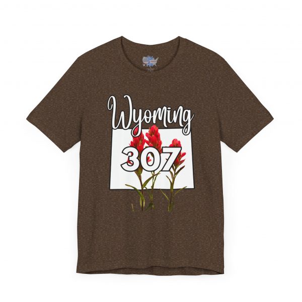Wyoming State Flower The Indian Paintbrush Area Code 307 by State of Mine Tee - Unisex Jersey Short Sleeve T-Shirt, Nature Lover Gift, Travel Souvenir, Spring Style, Casual Wear - Image 3