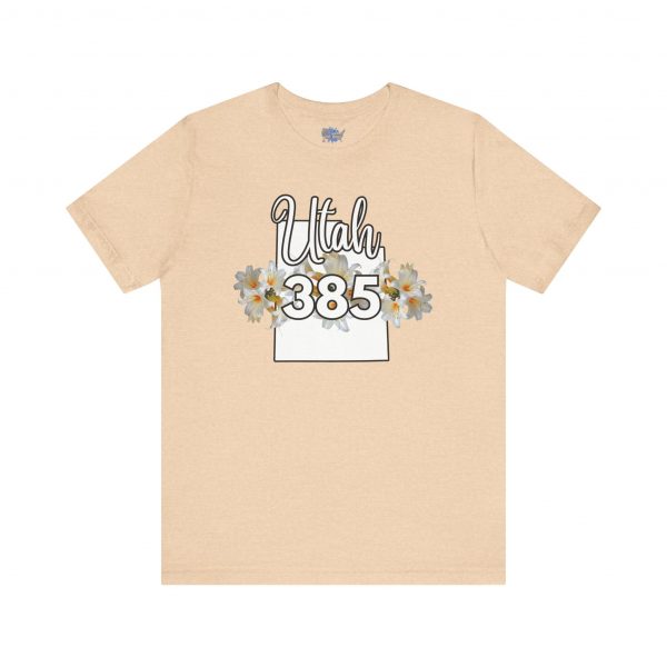 Utah State Flower Sego Lily 385 Area Code by State of Mine Floral Unisex Tee, Casual Shirt, Vintage Vibe, Gift for Utah Lovers, Summer Wear, Vacation Essential - Image 9