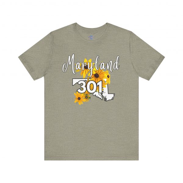 Maryland State Flower 301 Area Code by State of Mine Short Sleeve Tee, Casual Tee, Maryland Gift, Summer Shirt, State Pride Top, Floral Graphic Tee, Unisex T-Shirt - Image 21