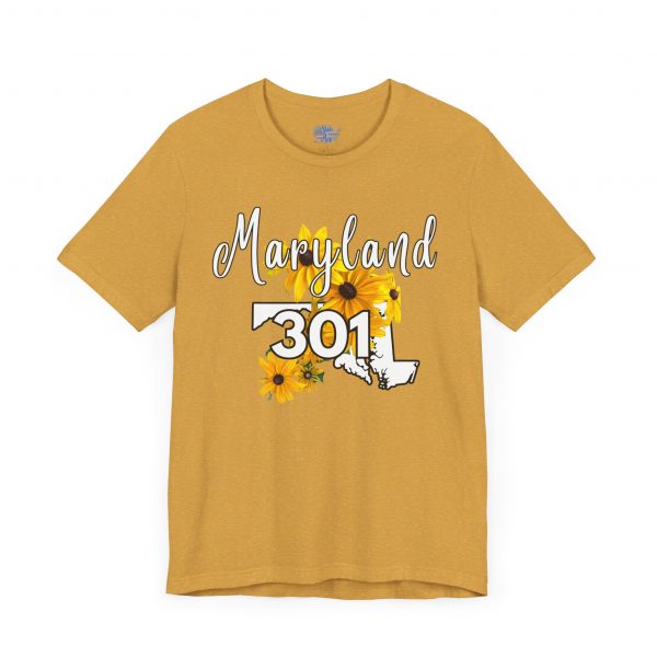 Maryland State Flower 301 Area Code by State of Mine Short Sleeve Tee, Casual Tee, Maryland Gift, Summer Shirt, State Pride Top, Floral Graphic Tee, Unisex T-Shirt - Image 11