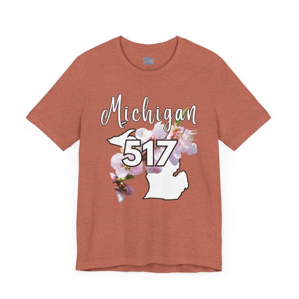 Michigan State Flower The Apple Blossom 517 Area Code by State of Mine. Unisex Jersey Short Sleeve Tee - Cozy Everyday Wear, Casual Style, Summer Essentials, Gift for Friends, Graphic Tee - Image 14