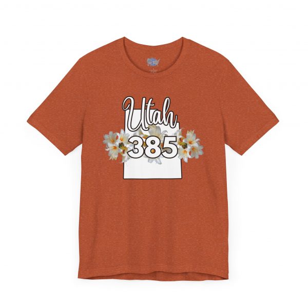 Utah State Flower Sego Lily 385 Area Code by State of Mine Floral Unisex Tee, Casual Shirt, Vintage Vibe, Gift for Utah Lovers, Summer Wear, Vacation Essential - Image 15