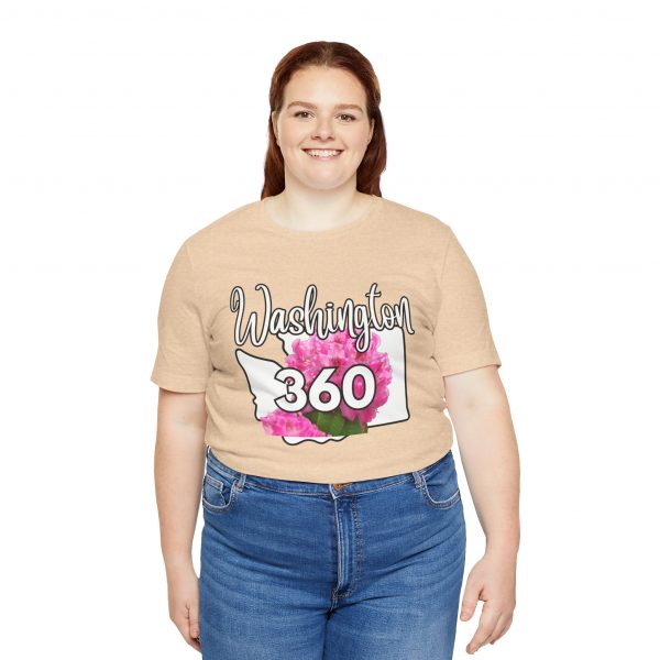 Washington State Flower the Pacific Rhododendron 360 Area Code by State of Mine Tee, Unisex Jersey Short Sleeve Shirt, Perfect for Gifts, Travel, and Casual Wear, Ideal for Summer, Birthdays, and [...] - Image 10