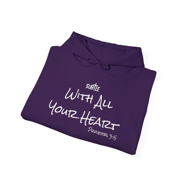 With All Your Heart by Subtle--Unisex Dark Colored Hoodie, Cozy Sweatshirt, Faith-Based Inspirational Apparel, Proverbs 3:5 - Image 16