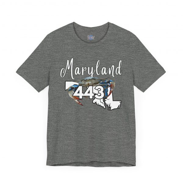 Maryland Blue Crab Design 443 Area Code by State of Mine Short Sleeve Tee, Unisex Summer Shirt, State Pride Tee, Beach T-Shirt, Gift for Marylanders - Image 14