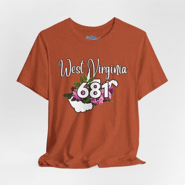 West Virginia State Flower the Rhododendron Area Code 681 by State of Mine Tee, Unisex Jersey Short Sleeve Shirt, Perfect for Gifts, Travel, and Casual Wear, Ideal for Summer, Birthdays, and [...] - Image 9