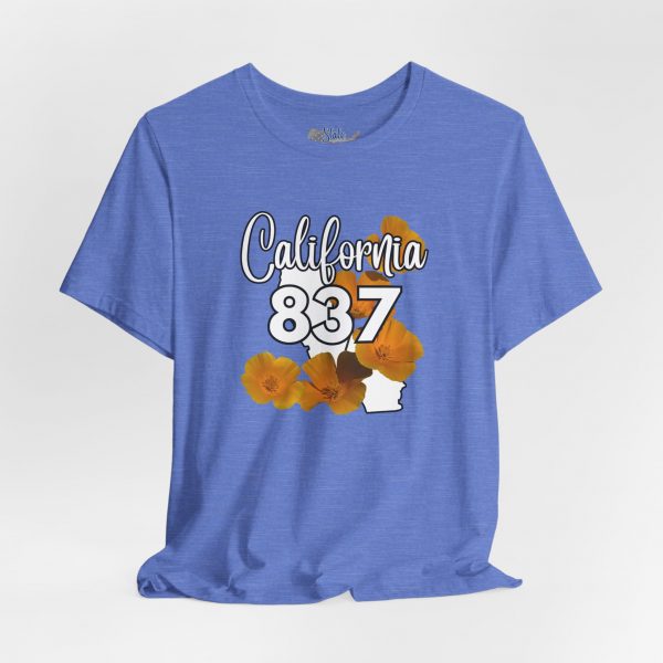 California State Flower the California Poppy 837 Area Code by State of Mine Tee, Unisex Jersey Short Sleeve Shirt, Perfect for Gifts, Travel, and Casual Wear, Ideal for Summer, Birthdays, and [...] - Image 3