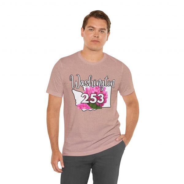 Washington State Flower the Pacific Rhododendron 253 Area Code by State of Mine Tee, Unisex Jersey Short Sleeve Shirt, Perfect for Gifts, Travel, and Casual Wear, Ideal for Summer, Birthdays, and [...] - Image 8