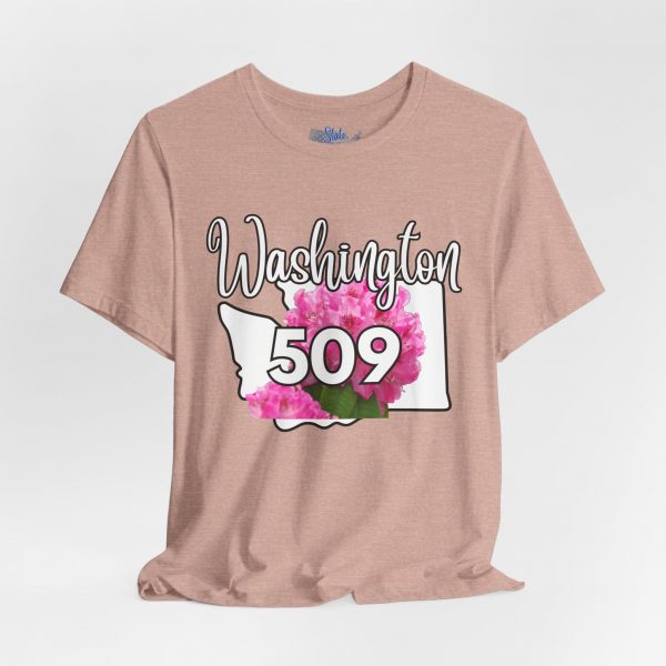 Washington State Flower the Pacific Rhododendron 509 Area Code by State of Mine Tee, Unisex Jersey Short Sleeve Shirt, Perfect for Gifts, Travel, and Casual Wear, Ideal for Summer, Birthdays, and [...] - Image 7