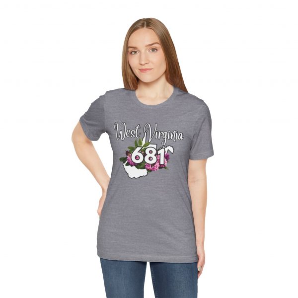 West Virginia State Flower the Rhododendron Area Code 681 by State of Mine Tee, Unisex Jersey Short Sleeve Shirt, Perfect for Gifts, Travel, and Casual Wear, Ideal for Summer, Birthdays, and [...] - Image 20