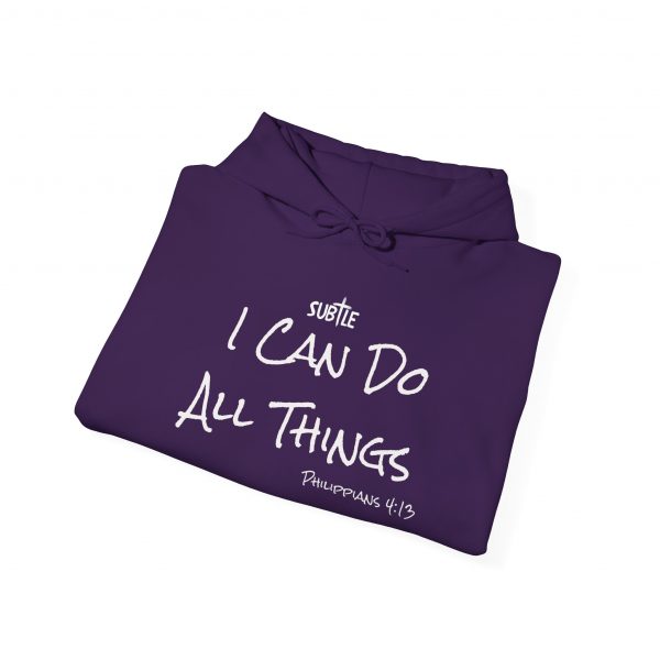 I Can Do All Things by Subtle--Unisex Dark Colored Hoodie, Cozy Sweatshirt, Faith-Based Inspirational Apparel, Philippians 4:13 - Image 52