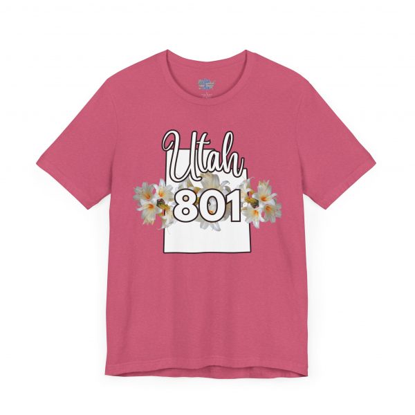 Utah State Flower Sego Lily 801 Area Code by State of Mine Floral Unisex Tee, Casual Shirt, Vintage Vibe, Gift for Utah Lovers, Summer Wear, Vacation Essential - Image 51